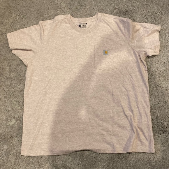 Carhartt gray with a slight pink tinge T-shirt with front pocket. - Picture 1 of 4